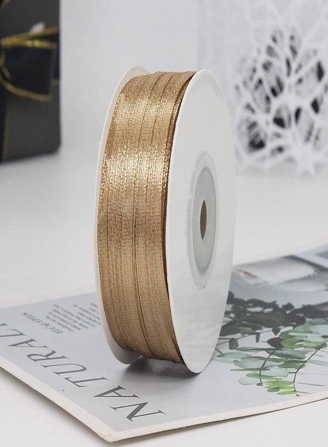 Capesaro Champagne Ribbon - 1/8 inch x 100 Yards Solid Color Double Face Thin Satin Ribbon for Gift Wrapping Flowers Bouquet Baby Hair Accessories Wedding Birthday - Image 2
